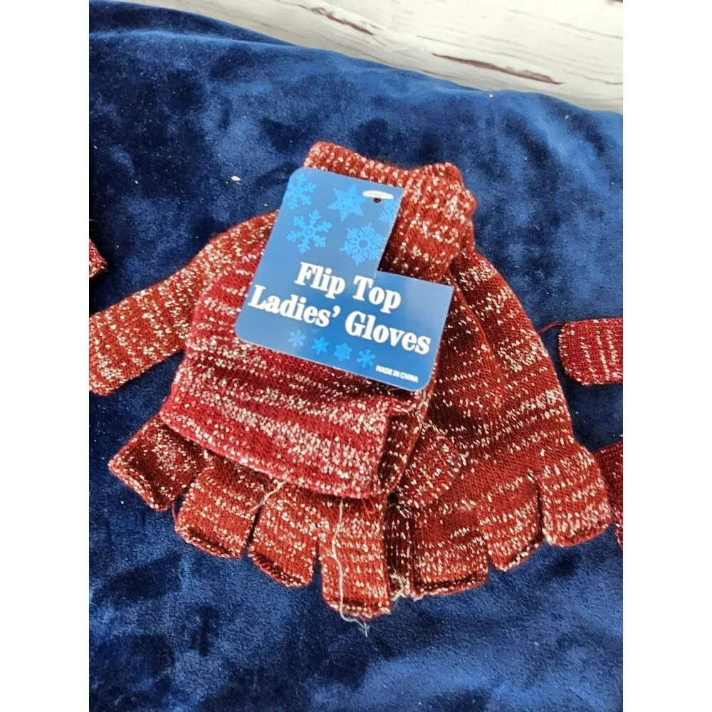 Flip Top Ladies’ Gloves Set of 6 Red‎ Black